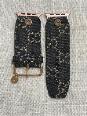 Authentic black denim Gucci Apple Watch band.
